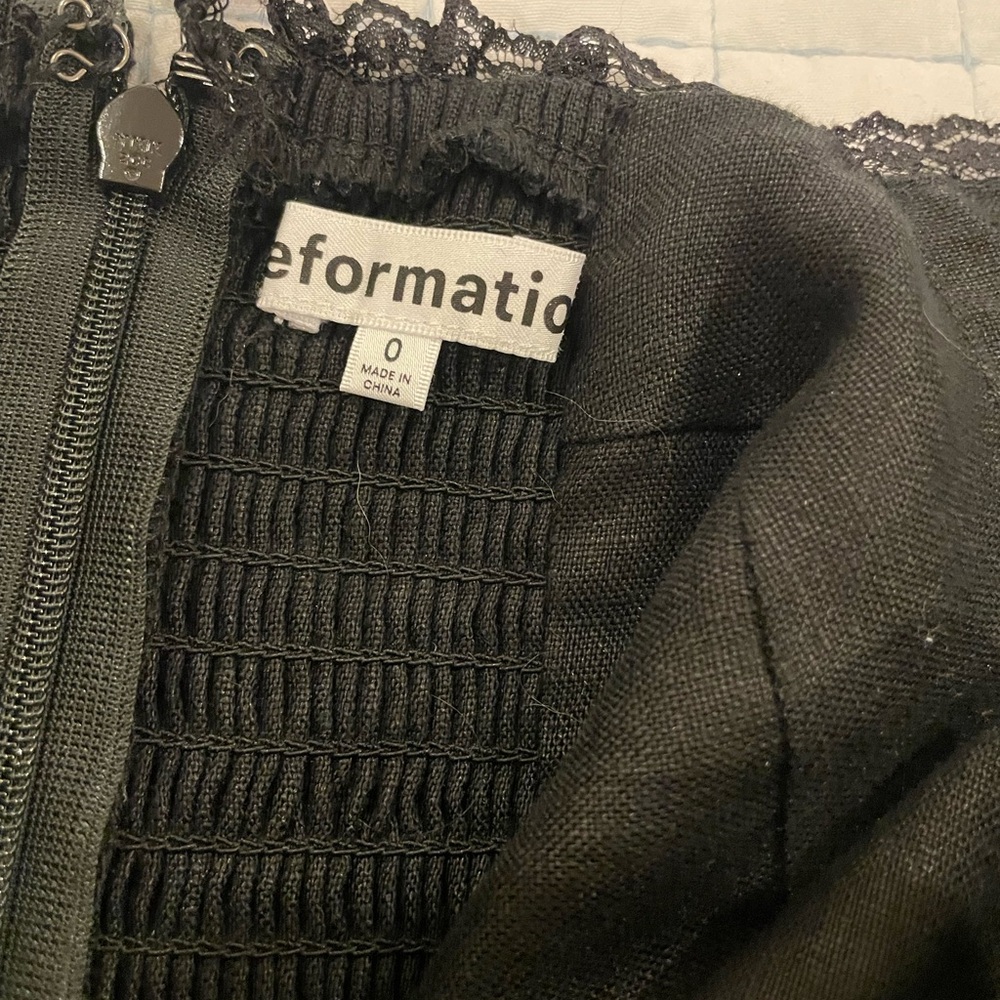 Reformation Evianna Linen Mini Dress in Black - Picture 5 of 5